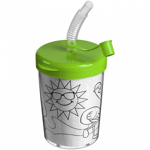 Бутылка-раскраска детская «Передвижник», зеленая с логотипом в Нефтекамске заказать по выгодной цене в кибермаркете AvroraStore