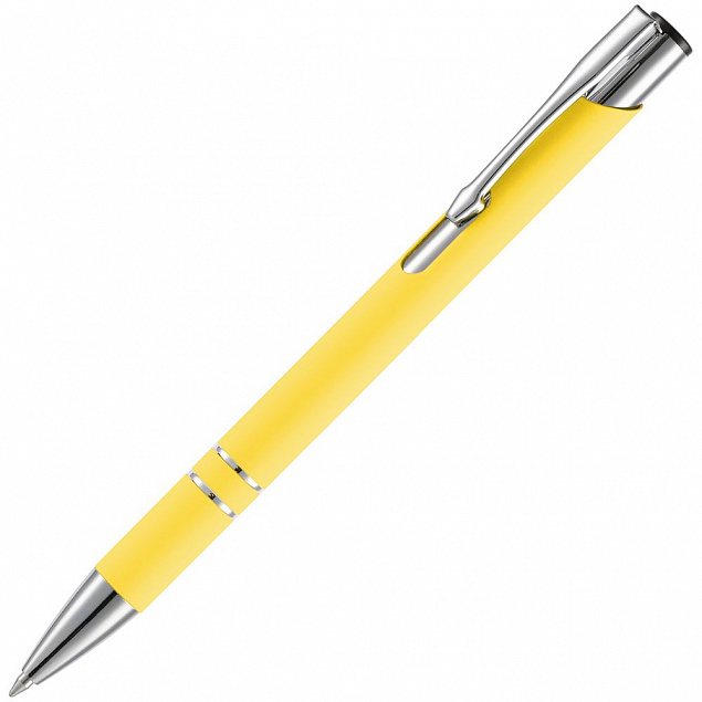 Ручка шариковая Keskus Soft Touch, желтая с логотипом в Нефтекамске заказать по выгодной цене в кибермаркете AvroraStore