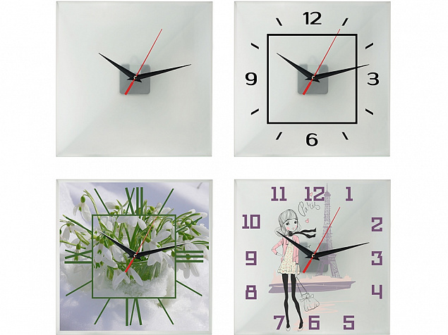 Часы настенные квадратные из стекла 28х28 см Nile с логотипом в Нефтекамске заказать по выгодной цене в кибермаркете AvroraStore