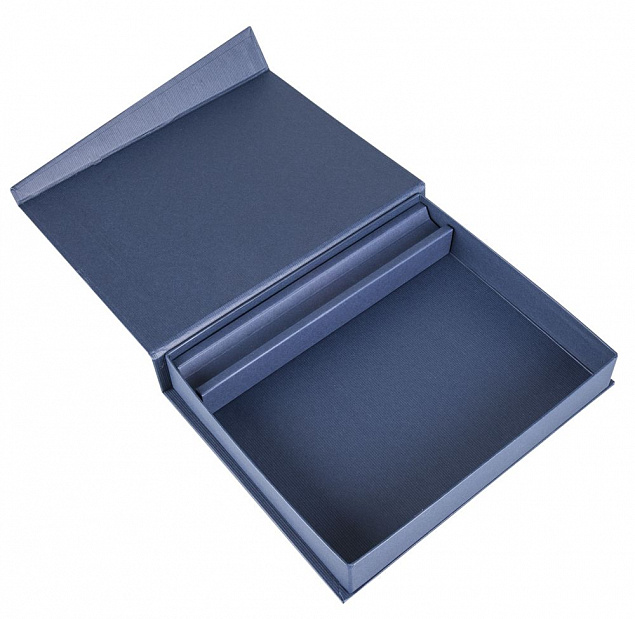Коробка Duo под ежедневник и ручку, синяя с логотипом в Нефтекамске заказать по выгодной цене в кибермаркете AvroraStore