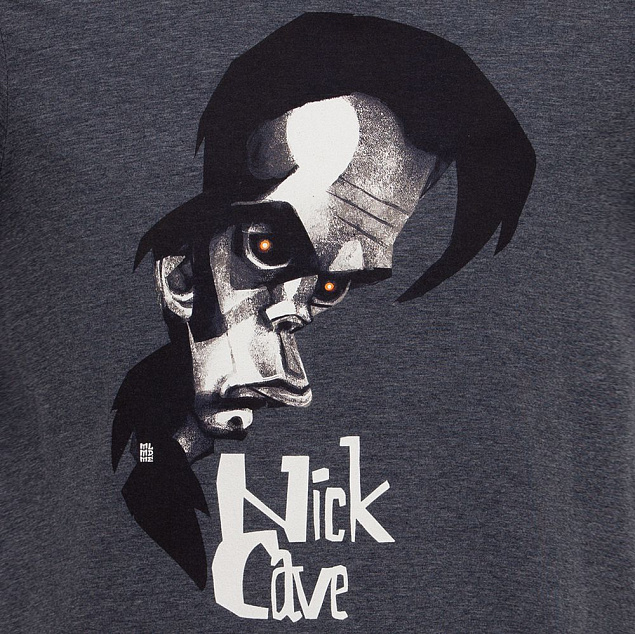 Футболка «Меламед. Nick Cave», темно-синий меланж с логотипом в Нефтекамске заказать по выгодной цене в кибермаркете AvroraStore