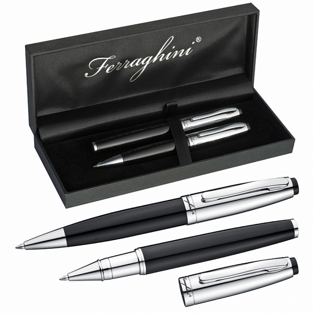 Письменный набор Ferraghini, черный с логотипом в Нефтекамске заказать по выгодной цене в кибермаркете AvroraStore