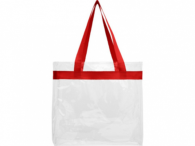 Сумка Hampton, прозрачный/красный с логотипом в Нефтекамске заказать по выгодной цене в кибермаркете AvroraStore
