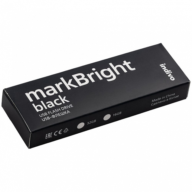 Флешка markBright Black с синей подсветкой, 32 Гб с логотипом в Нефтекамске заказать по выгодной цене в кибермаркете AvroraStore