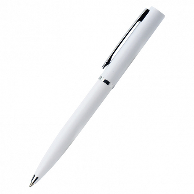 Ручка металлическая Alfa фрост, белая с логотипом в Нефтекамске заказать по выгодной цене в кибермаркете AvroraStore