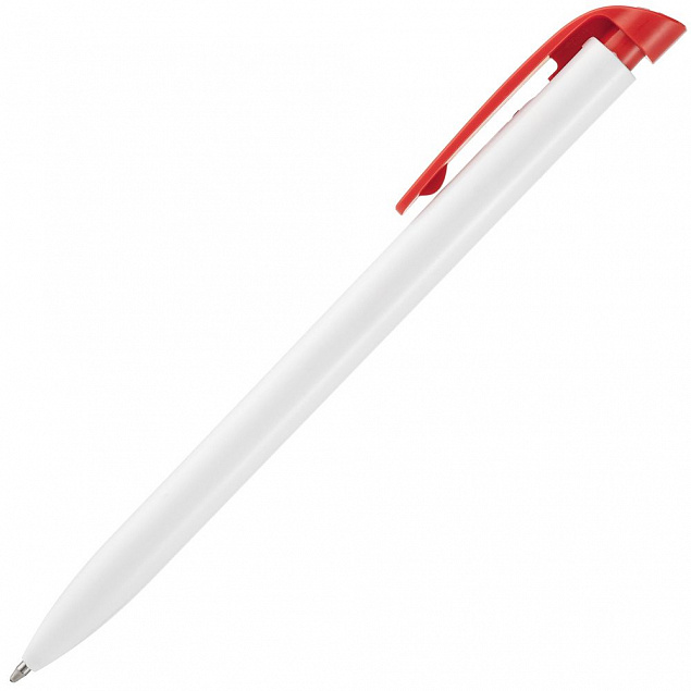 Ручка шариковая Favorite, белая с красным с логотипом в Нефтекамске заказать по выгодной цене в кибермаркете AvroraStore