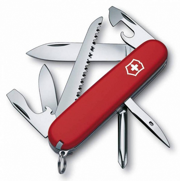 Офицерский нож Hiker 91, красный с логотипом в Нефтекамске заказать по выгодной цене в кибермаркете AvroraStore