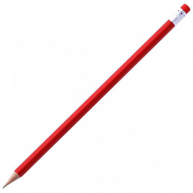 Карандаш простой Triangle с ластиком, красный с логотипом в Нефтекамске заказать по выгодной цене в кибермаркете AvroraStore
