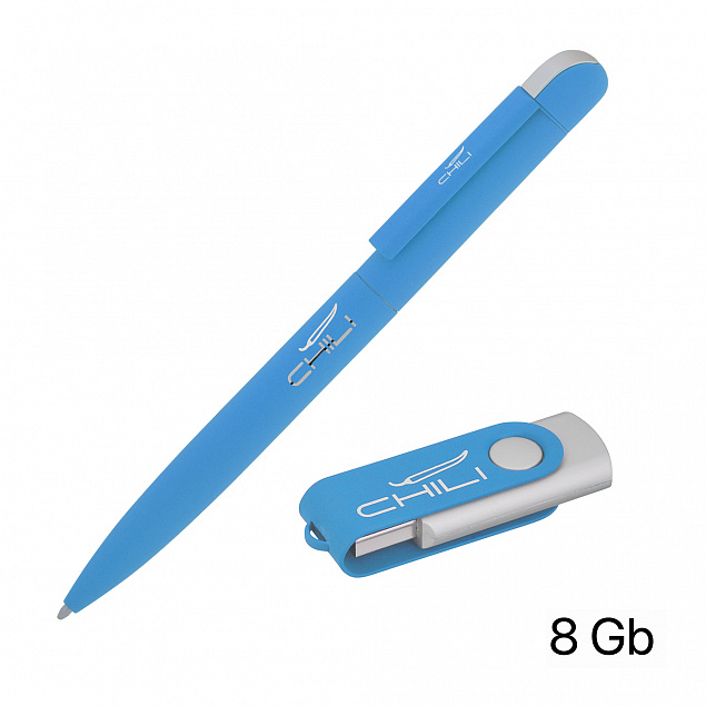 Набор ручка + флеш-карта 8 Гб в футляре, покрытие soft touch с логотипом в Нефтекамске заказать по выгодной цене в кибермаркете AvroraStore