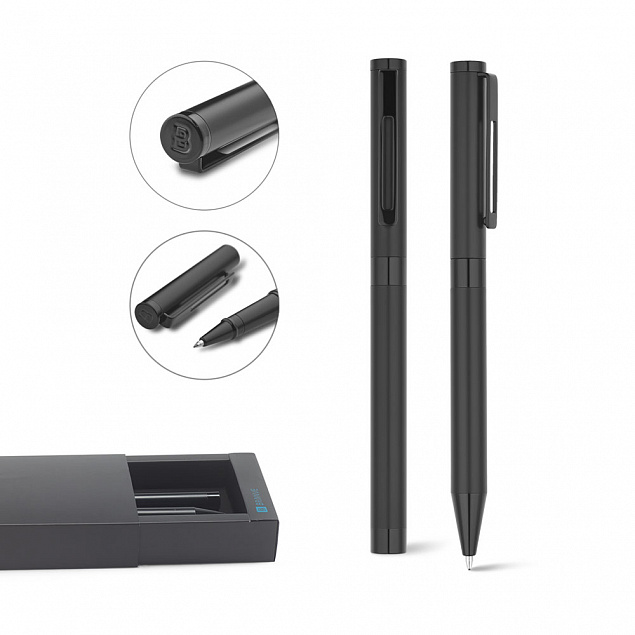 Письменный набор AUTOGRAPH, ручка и ручка-роллер, черный с логотипом в Нефтекамске заказать по выгодной цене в кибермаркете AvroraStore