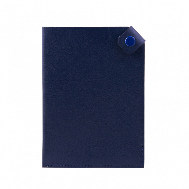 Чехол для паспорта PURE 140*90 мм., застежка на кнопке, натуральная кожа (фактурная), синий с логотипом в Нефтекамске заказать по выгодной цене в кибермаркете AvroraStore