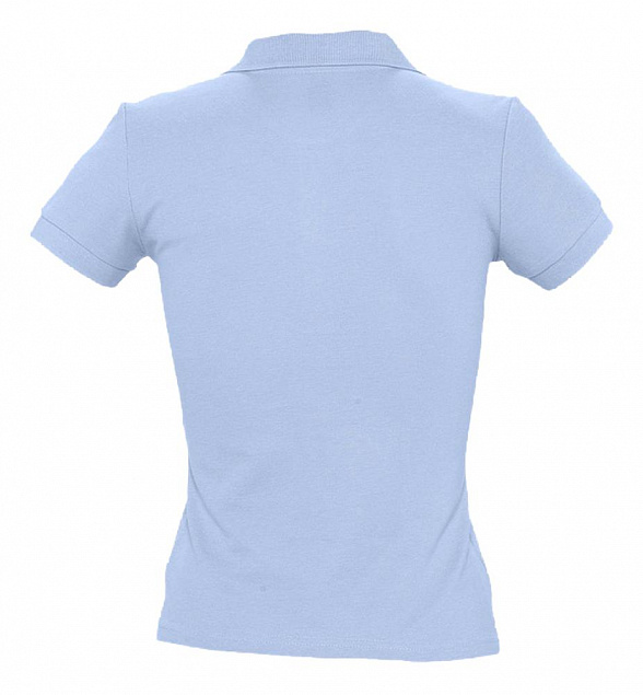Рубашка поло женская PEOPLE 210, голубая с логотипом в Нефтекамске заказать по выгодной цене в кибермаркете AvroraStore