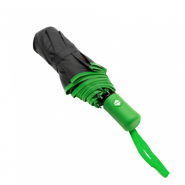 Противоштормовой автоматический зонт Line, зеленый с логотипом в Нефтекамске заказать по выгодной цене в кибермаркете AvroraStore