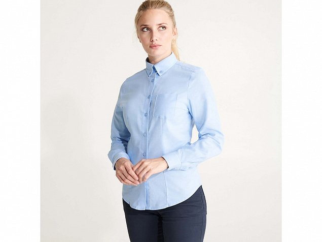 Рубашка с длинным рукавом «Oxford», женская с логотипом в Нефтекамске заказать по выгодной цене в кибермаркете AvroraStore