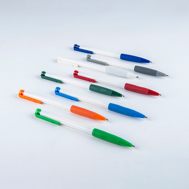 N13, ручка шариковая с грипом, пластик, белый, красный с логотипом в Нефтекамске заказать по выгодной цене в кибермаркете AvroraStore