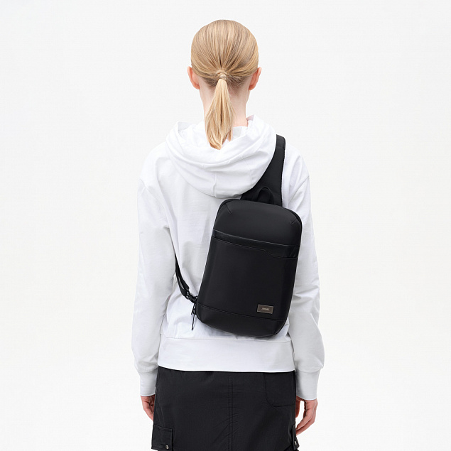 Рюкзак cross body, Sigma, черный/серый с логотипом в Нефтекамске заказать по выгодной цене в кибермаркете AvroraStore