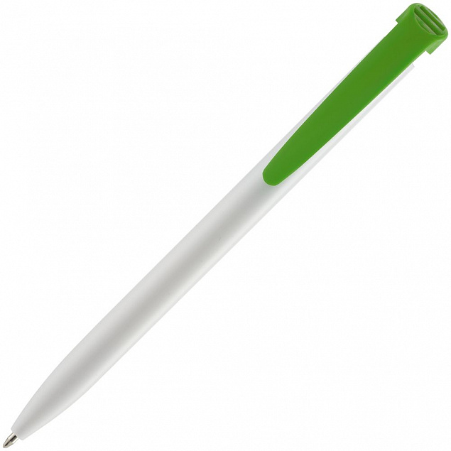 Ручка шариковая Favorite, белая с зеленым с логотипом в Нефтекамске заказать по выгодной цене в кибермаркете AvroraStore