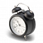 Настольные часы с будильником в ретро стиле, черный с логотипом в Нефтекамске заказать по выгодной цене в кибермаркете AvroraStore