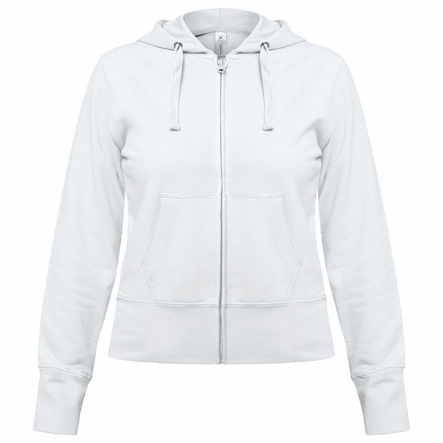 Толстовка женская Hooded Full Zip белая с логотипом в Нефтекамске заказать по выгодной цене в кибермаркете AvroraStore