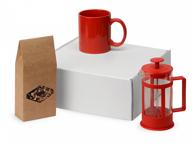 Подарочный набор с чаем, кружкой и френч-прессом Чаепитие с логотипом в Нефтекамске заказать по выгодной цене в кибермаркете AvroraStore
