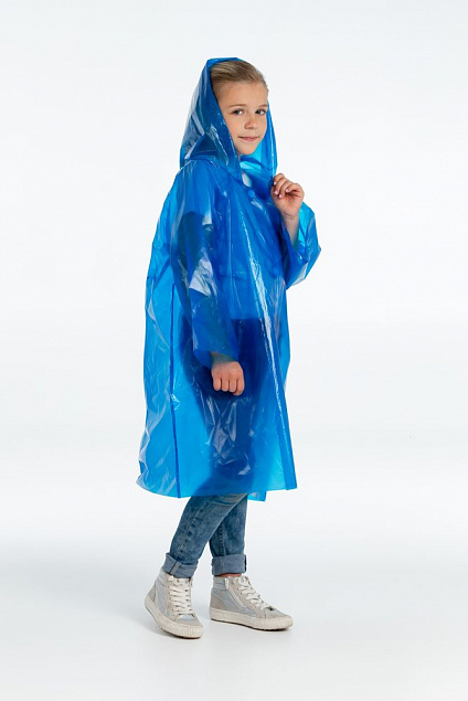 Дождевик-плащ детский BrightWay Kids, синий с логотипом в Нефтекамске заказать по выгодной цене в кибермаркете AvroraStore