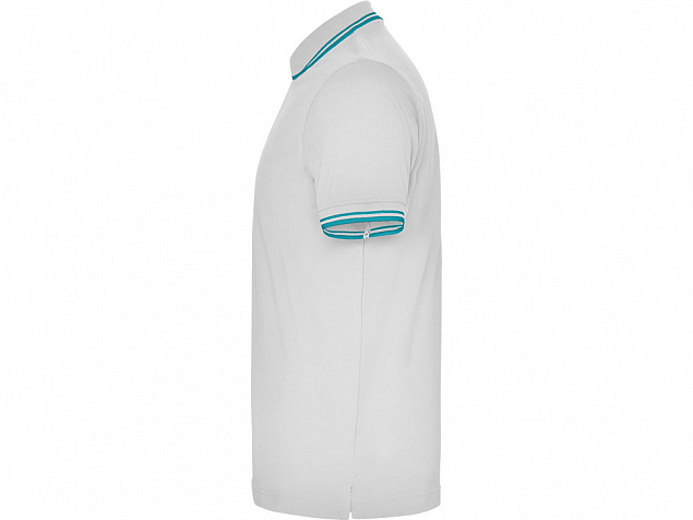 Рубашка поло Montreal мужская, белый/бирюзовый с логотипом в Нефтекамске заказать по выгодной цене в кибермаркете AvroraStore