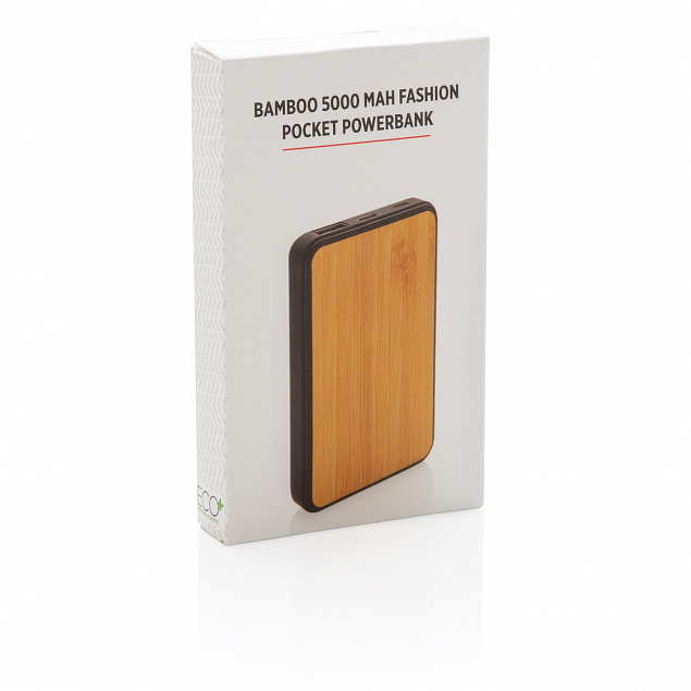 Бамбуковый карманный внешний аккумулятор Fashion, 5000 mAh с логотипом в Нефтекамске заказать по выгодной цене в кибермаркете AvroraStore