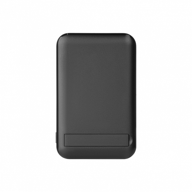 Внешний беспроводной аккумулятор с подставкой Magnetto 10000 mah, черный с логотипом в Нефтекамске заказать по выгодной цене в кибермаркете AvroraStore