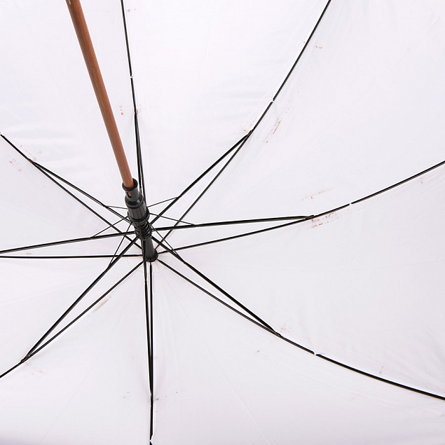 Зонт-трость с деревянной ручкой, полуавтомат с логотипом в Нефтекамске заказать по выгодной цене в кибермаркете AvroraStore