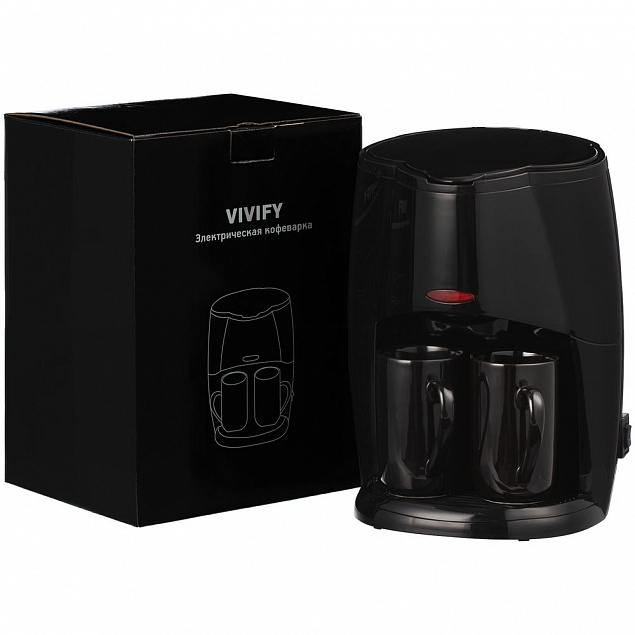 Электрическая кофеварка Vivify, черная с логотипом в Нефтекамске заказать по выгодной цене в кибермаркете AvroraStore