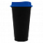 Стакан с крышкой Color Cap Black, черный с синим с логотипом в Нефтекамске заказать по выгодной цене в кибермаркете AvroraStore