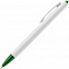 Ручка шариковая Tick, белая с зеленым с логотипом в Нефтекамске заказать по выгодной цене в кибермаркете AvroraStore