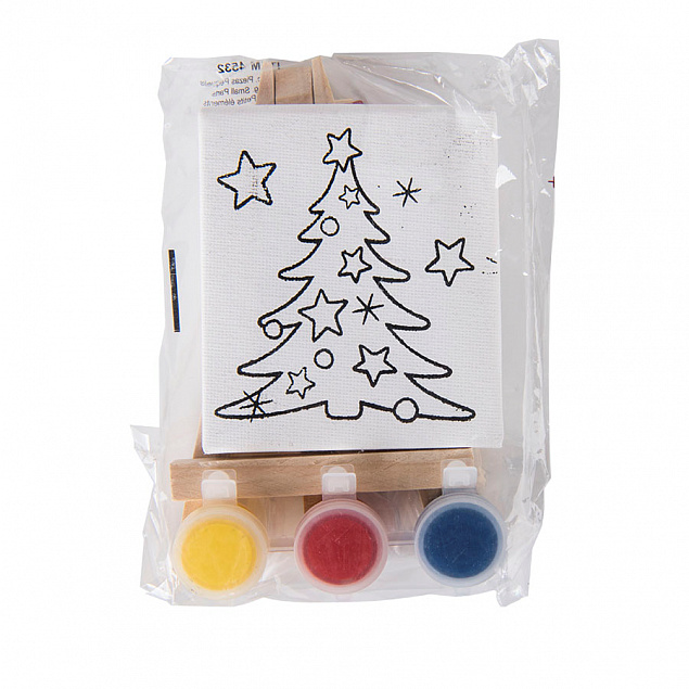 Набор для раскраски  "Дед Мороз":холст,мольберт,кисть, краски 3шт с логотипом в Нефтекамске заказать по выгодной цене в кибермаркете AvroraStore