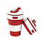 Стакан складной BUTTON;  300 мл, силикон, красный с логотипом в Нефтекамске заказать по выгодной цене в кибермаркете AvroraStore