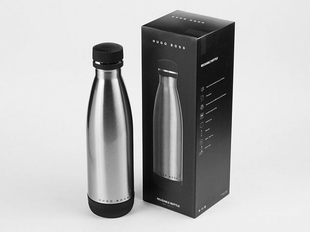 Термобутылка с вакуумной изоляцией Matrix  Silver,  Hugo Boss с логотипом в Нефтекамске заказать по выгодной цене в кибермаркете AvroraStore