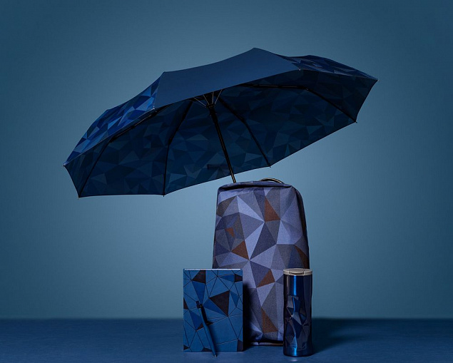 Складной зонт Gems, синий с логотипом в Нефтекамске заказать по выгодной цене в кибермаркете AvroraStore