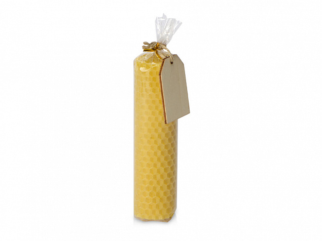 Свеча из вощины 3,5 х 12,5 см с деревянным ярлыком, желтый с логотипом в Нефтекамске заказать по выгодной цене в кибермаркете AvroraStore