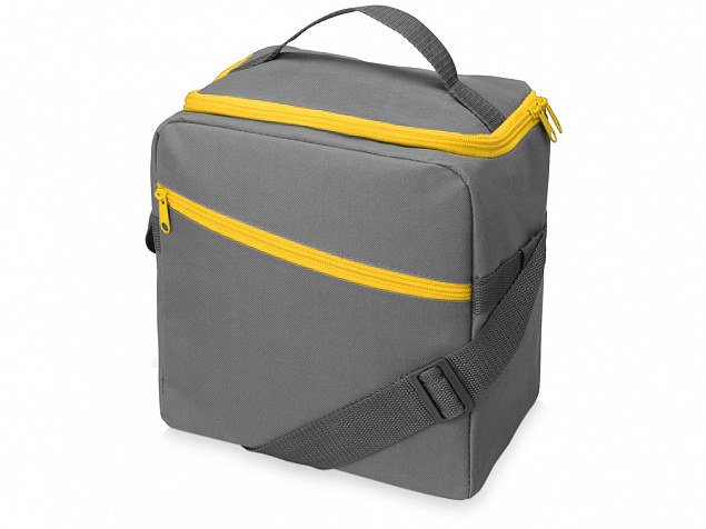 Изотермическая сумка-холодильник Classic c контрастной молнией, серый/желтый с логотипом в Нефтекамске заказать по выгодной цене в кибермаркете AvroraStore