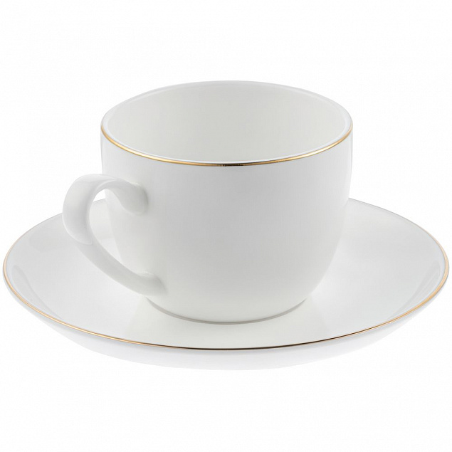 Кофейная пара Mansion Select, белая с золотистой отводкой с логотипом в Нефтекамске заказать по выгодной цене в кибермаркете AvroraStore