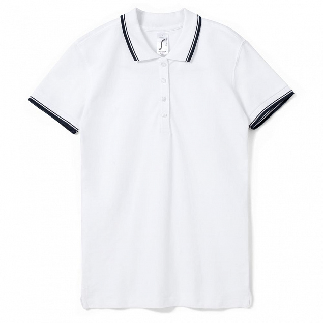 Рубашка поло женская Practice women 270, белая с темно-синим с логотипом в Нефтекамске заказать по выгодной цене в кибермаркете AvroraStore