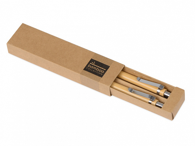 Набор Bamboo: шариковая ручка и механический карандаш с логотипом в Нефтекамске заказать по выгодной цене в кибермаркете AvroraStore