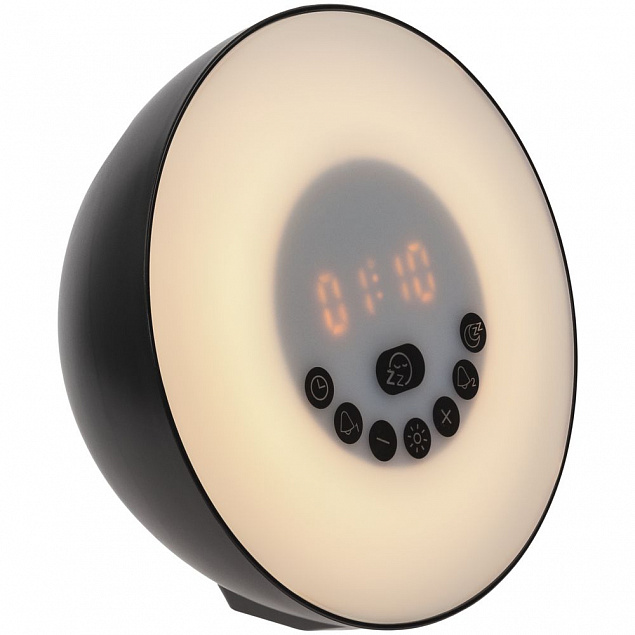 Лампа-колонка dreamTime для пробуждения светом и музыкой, черная с логотипом в Нефтекамске заказать по выгодной цене в кибермаркете AvroraStore