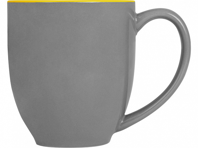 Кружка керамическая Gracy 470мл, серый/желтый с логотипом в Нефтекамске заказать по выгодной цене в кибермаркете AvroraStore