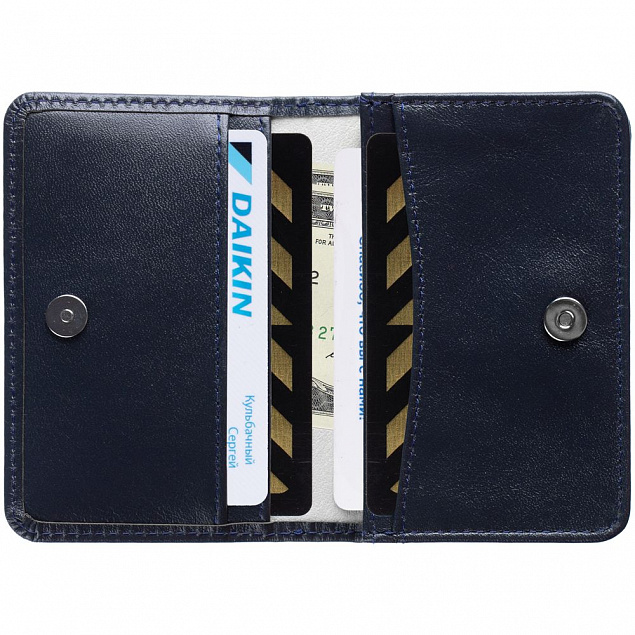 Футляр для визиток/карточек, синий с голубым с логотипом в Нефтекамске заказать по выгодной цене в кибермаркете AvroraStore