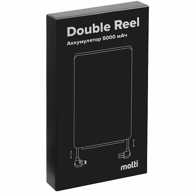 Внешний аккумулятор Double Reel 5000 мАч, серебристый с логотипом в Нефтекамске заказать по выгодной цене в кибермаркете AvroraStore