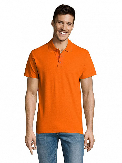 Рубашка поло мужская SUMMER 170, оранжевая с логотипом в Нефтекамске заказать по выгодной цене в кибермаркете AvroraStore