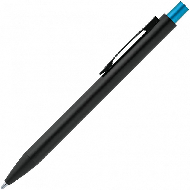 Ручка шариковая Chromatic, черная с голубым с логотипом в Нефтекамске заказать по выгодной цене в кибермаркете AvroraStore