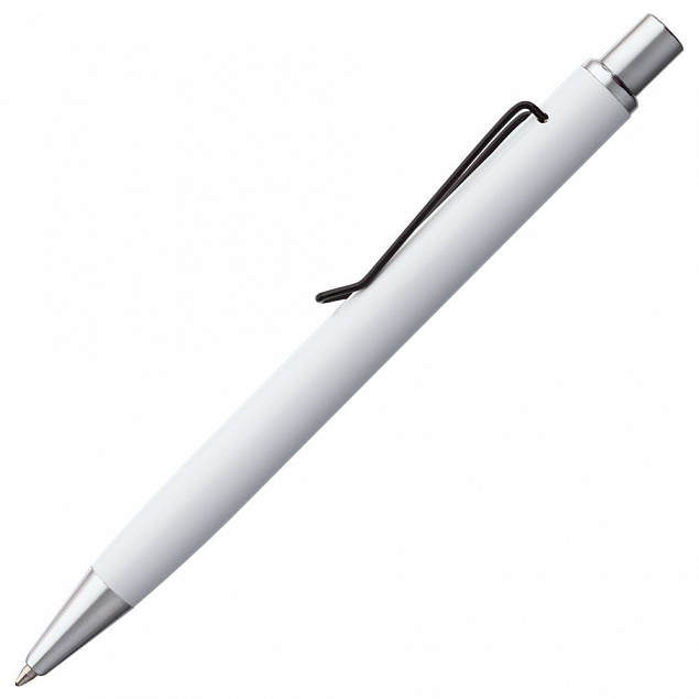 Ручка шариковая Clamp, белая с черным с логотипом в Нефтекамске заказать по выгодной цене в кибермаркете AvroraStore