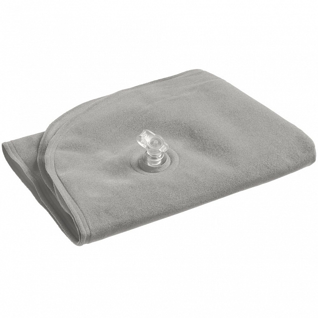 Надувная подушка под шею в чехле Sleep, серая с логотипом в Нефтекамске заказать по выгодной цене в кибермаркете AvroraStore