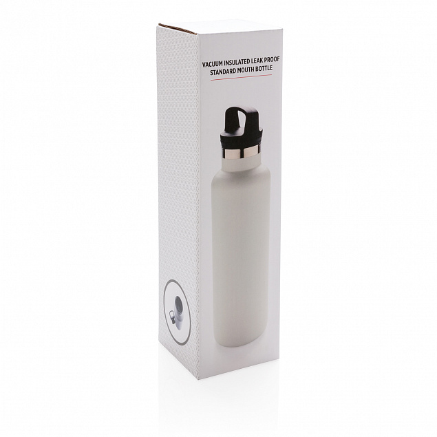 Герметичная вакуумная бутылка, белая с логотипом в Нефтекамске заказать по выгодной цене в кибермаркете AvroraStore